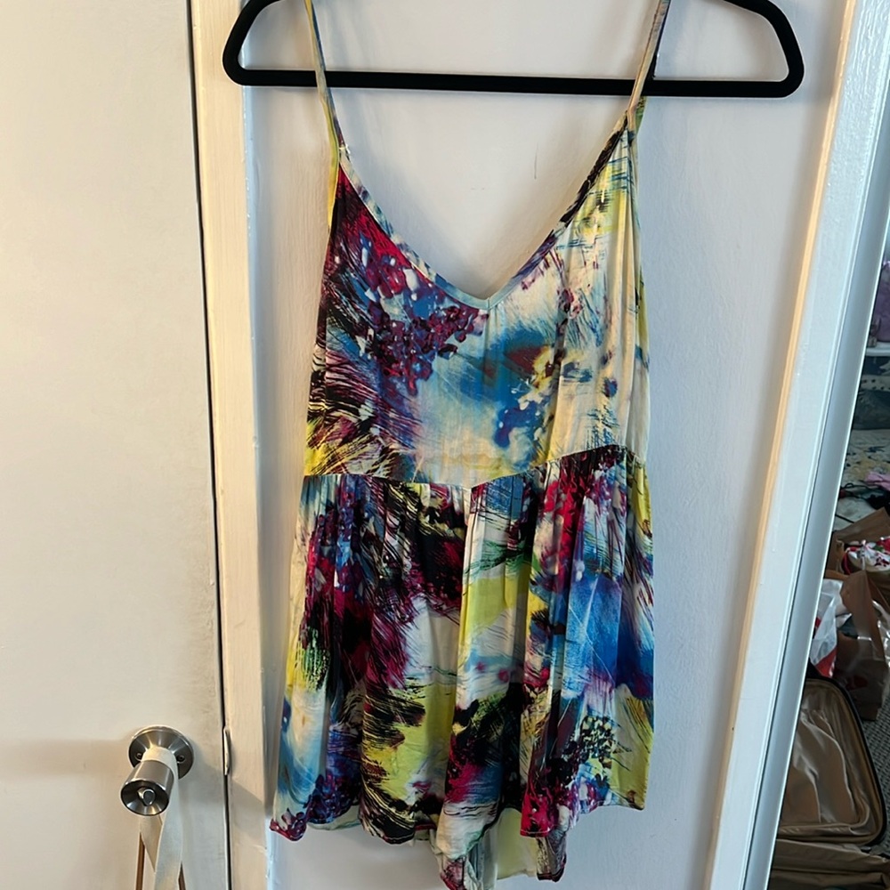 Fun multi color flowy romper